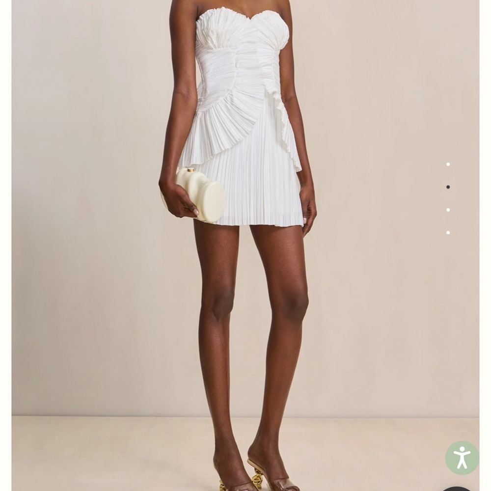 Cult Gaia White Asymmetrical Ruched Bodycon Dress